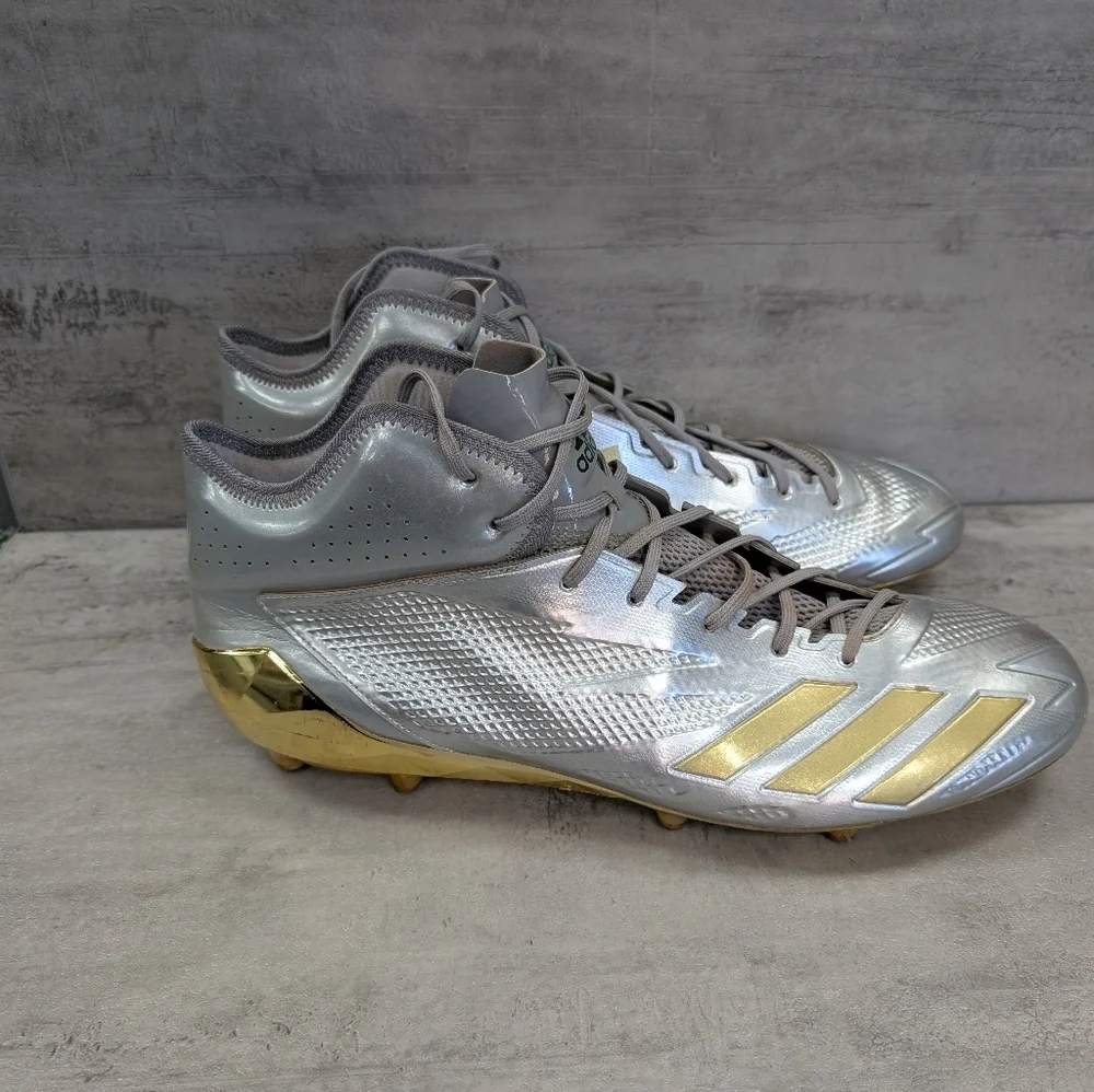 Adidas Adizero Impact American Football Cleats Silver Gold Men's Size 15